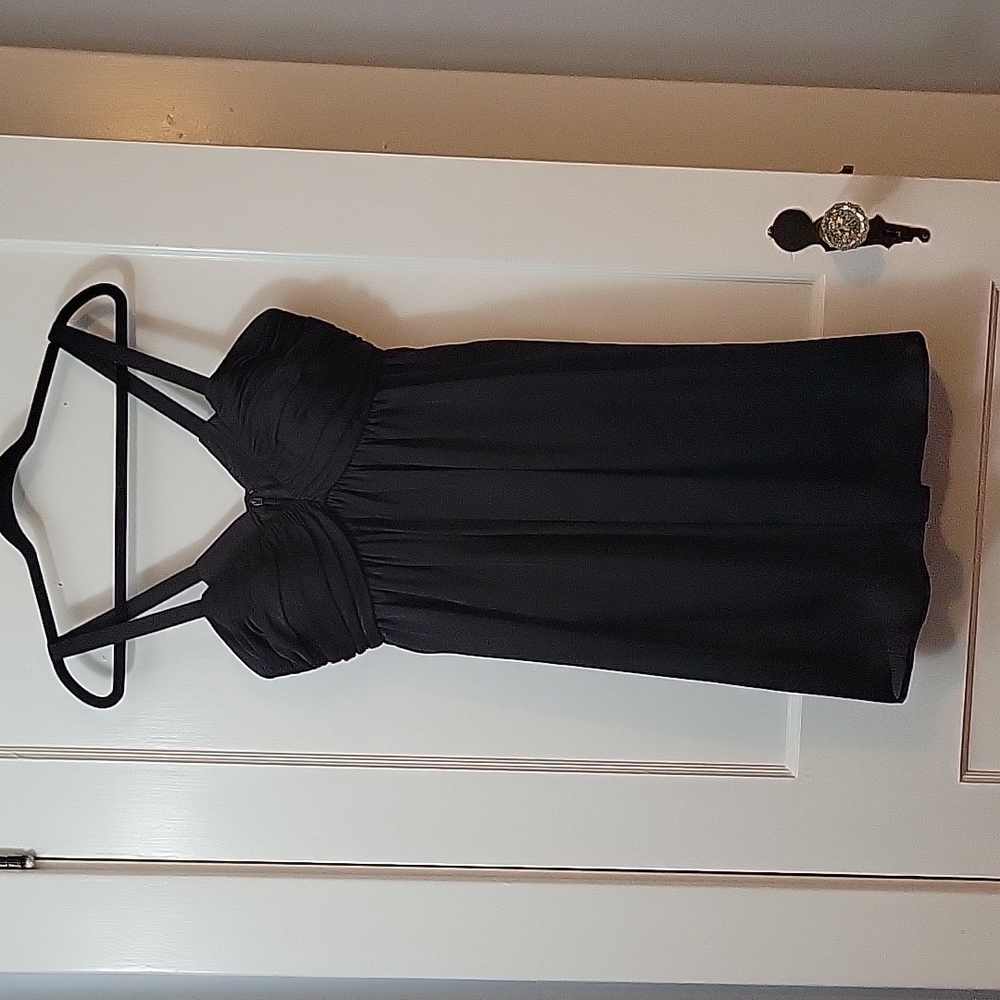 Women's Vineyard Collection Black Satin Dress